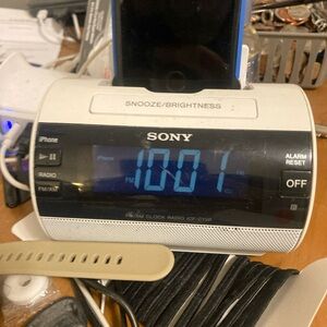 Sony Black and White Clock Radio with Digital Display